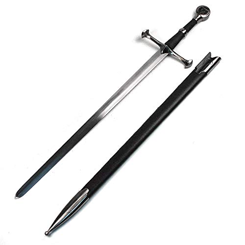 Ace Martial Arts Supply 36" Medieval Knight Arming Sword with Scabbard – Unsharpened Stainless Steel for Cosplay & Display - color: Lion W/ FROG BELT