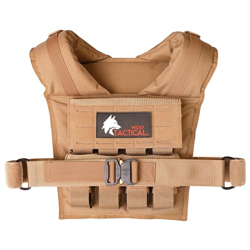WOLF TACTICAL Weighted Training Vest - Weighted Vest Men Strength Training Weight Vests Workout Vest Weight Vest for Men - color: Tan, size: 35 LB