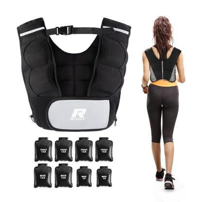 RitFit Weighted Vest, 4lb/8lb/10lb/12lb/15lb/20lb Weight Vest with Reflective Stripes, Weight Vest Adjustable for Women and Men Workout, Strength Training, Running, Fitness, Jogging, Walking - color: Adjustable 9-20LB
