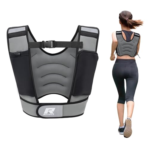 RitFit Weighted Vest, 4lb/8lb/10lb/12lb/15lb/20lb Weight Vest with Reflective Stripes, Weight Vest Adjustable for Women and Men Workout, Strength Training, Running, Fitness, Jogging, Walking - color: 20LB
