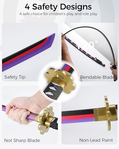 Cold Blade Katana Sword - 41 inches Katana Replica with Holster Belt and Display Stand - Sword with Authentic Design - color: ‎‎3 Piece-Crimson+Dark Wave+Plain White