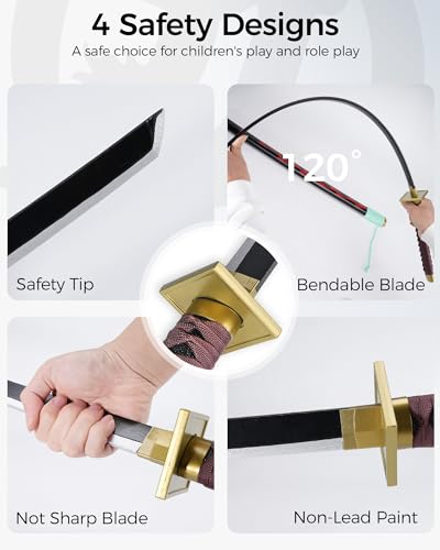 Cold Blade Katana Sword - 41 inches Katana Replica with Holster Belt and Display Stand - Sword with Authentic Design - color: Flame Crest