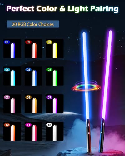 ANASABER Lightsaber, Double-bladed Dueling Light Saber, 4 Sound Fonts, 20 RGB Colors FX Metal Hilt Light Sabers 40inch Real Light Sabers 2pack for Adults/Kids Birthday Xmas Gift, Halloween Cosplay - size: 40in 2pack