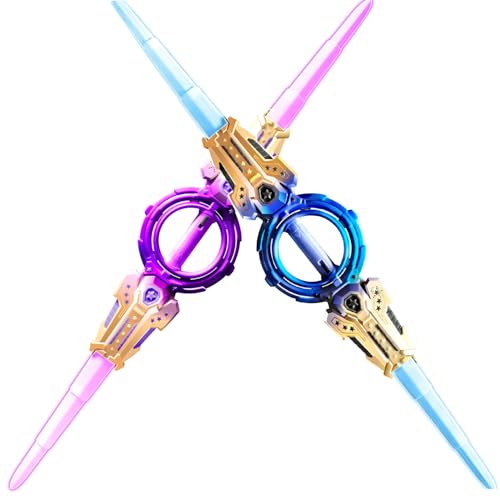 2-Pack 43-Inch Spinning Light Sword with Sound Effects,Telescopic Kids' Light Sword, Rechargeable LED Toy Lightsaber, Suitable for Kids and Adults, Halloween Cosplay Gift