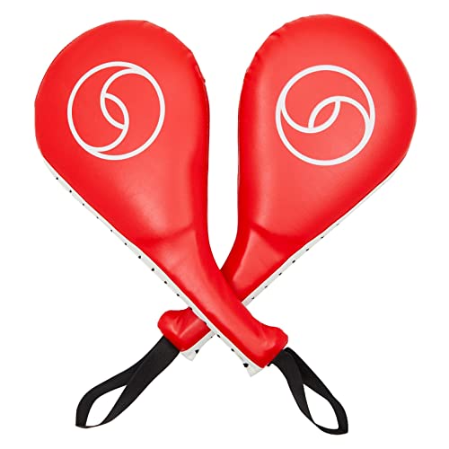 Juvale Taekwondo Kick Pad - Red, 15 x 2.5 x 7.5 in, 2 Pack - Martial Arts Training Equipment & Taekwondo Sparring Gear - Karate & Kickboxing Pads with Wrist Straps & Impact Boards
