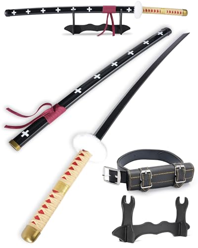 Cold Blade Katana Sword - 41 inches Katana Replica with Holster Belt and Display Stand - Sword with Authentic Design - color: Heart Pattern Red