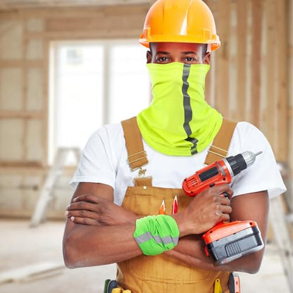 SATINIOR 4 Pcs Neck Gaiter Face Mask for Men, High Vis - color: Bright Colors