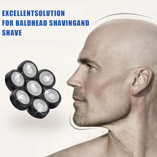 7-Blade Replacement Shaver Heads for Bald Head & Face,3-Pack - color: Black 7 Head/3pcs