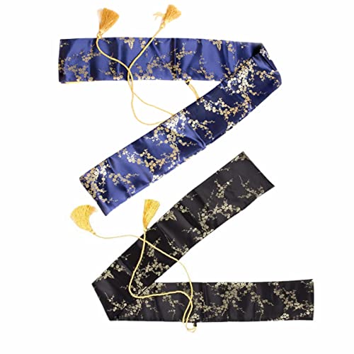2pcs Sword Bag 51inch Synthetic Silk Katana Bag Sword Cover Carrying Case For Samurai Swords - color: Plum Blossom Black & Blue