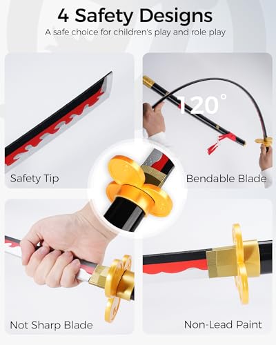Cold Blade Katana Sword - 41 inches Katana Replica with Holster Belt and Display Stand - Sword with Authentic Design - color: Inferno Black