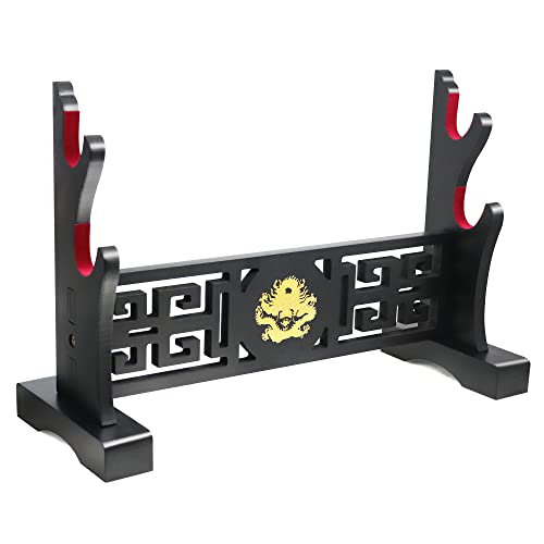 Padded Sword Stand Display Velvet Protect Sword Rack Katana Genji Japanese Samurai Blade Gladius Templar Medieval Sword Stand Holder - Dragon - color: 2-Tier