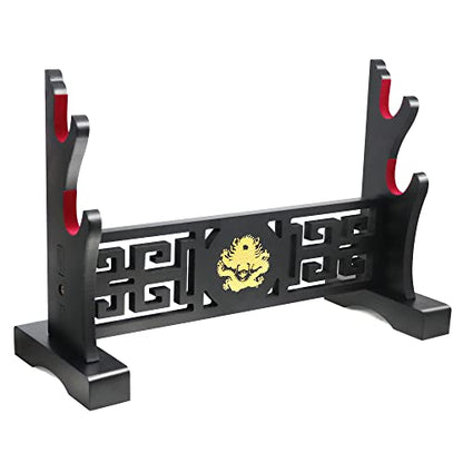 Padded Sword Stand Display Velvet Protect Sword Rack Katana Genji Japanese Samurai Blade Gladius Templar Medieval Sword Stand Holder - Dragon - color: 2-Tier