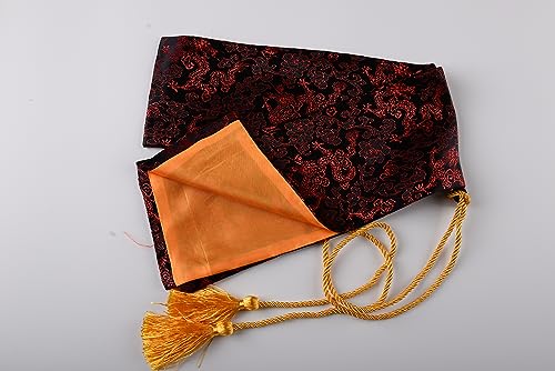 51 Inch Synthetic Silk Nice Pattern Bag with Golden Tassel Cover Carrying for Japanese Samurai Katana Chinese Swords - color: red