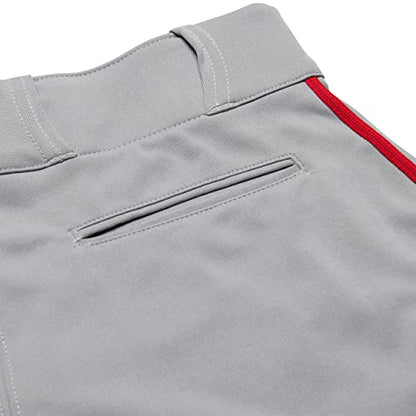 CHAMPRO Boy's Triple Crown Baseball Pant Knickers with Braid - color: Grey, Scarlet Pipe, size: Small