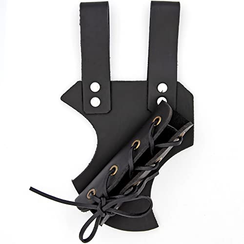 Armory Replicas™ - Genuine Bovine Leather Hawk Wood Sword Frog - Medieval Inspired Adjustable LARP Sabre Rapier Sword Weapon Frog Holster Holder Accessory - color: Black, style: Left