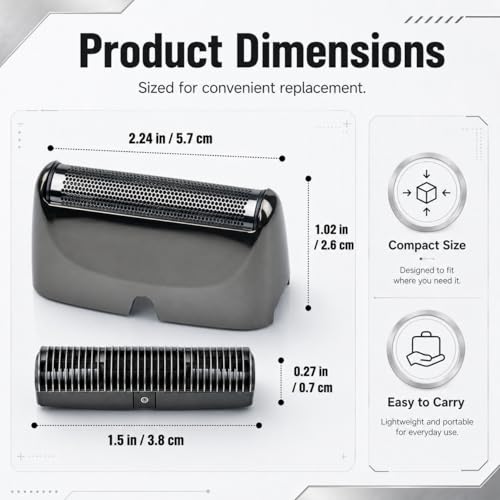 Replacement Foil Blade Compatible with BaBylissPRO UV Metal Single Shaver - color: Grey-2 Packs