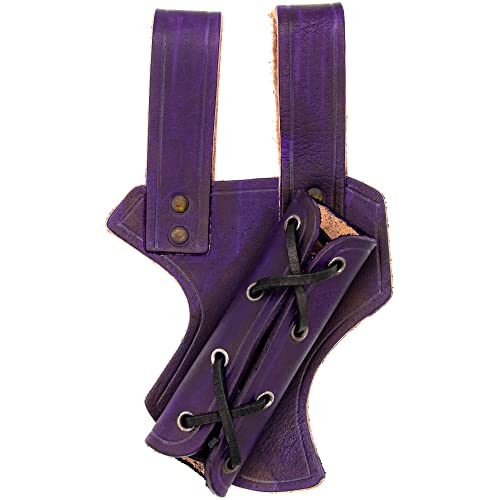Armory Replicas™ - Genuine Bovine Leather Hawk Wood Sword Frog - Medieval Inspired Adjustable LARP Sabre Rapier Sword Weapon Frog Holster Holder Accessory - color: Purple, style: Left