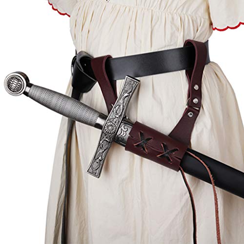 Medieval Leather Sword Frog Universal Rapier Broadsword and Cutlass - color: Right Handed-brown