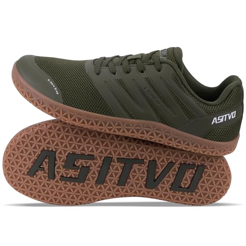 ASITVO Wide Men's Barefoot Zero Drop Sole Minimalist Sneakers Walking Shoes - color: Army Green, size: 9.5 Wide