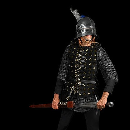 Mythrojan Medieval Sword Frog Adventurer with Leather Holder for Universal Rapier, Broadsword, Cutlass - style: Left Handed - Black (6")