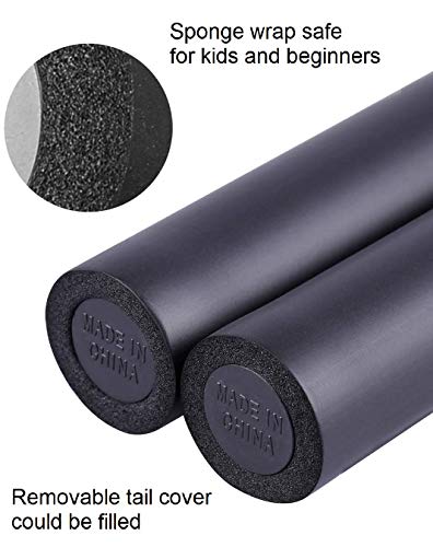 Martial Arts Equipment Foam Padded Sticks with Carry Bag Case Set 2 Pieces - color: Black