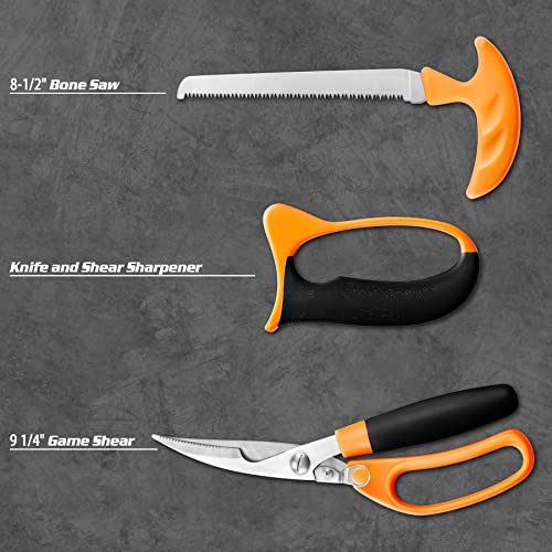 Hunting Deer Knife Set Field Dressing Kit Butcher Game Processor Set, 12 pc