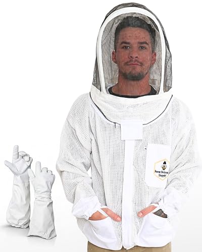 Ventilated Bee Jacket for Men and Women with Gloves and Detachable Fencing Veil, 3-Layer Beekeeping Jacket, YKK Brass Zippers (3XL) - size: 3XL