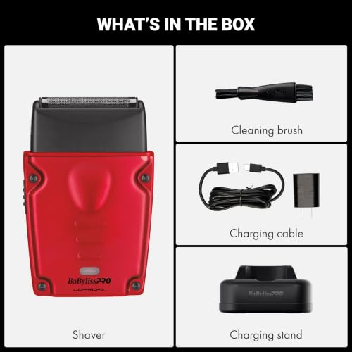 BaBylissPRO High-Performance Compact LO-PROFX Shavers for Men - color: Red, style: Shaver and Base