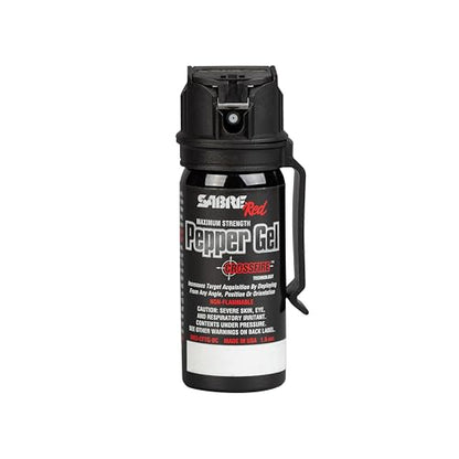 SABRE Crossfire Pepper Gel - 360° Spray for Defense at Any Angle, Maximum Strength Police-Grade OC Pepper Spray with UV Marking Dye, 20‑Foot Tactical Range, Fast Flip Top Safety, Belt Clip, 1.5 fl oz - color: Black Pepper Gel 1 Pack