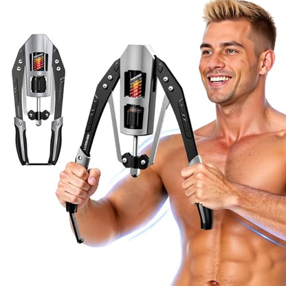 Twister Arm Trainer, 22-440 lbs Adjustable Hydraulic Arm Exerciser, Chest Expander for Arm Chest Shoulder Back Workouts, Foldable Home Gym Strength Training Equipment - color: grey