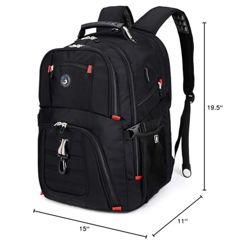 SHRRADOO Extra Large Travel Laptop Backpack for Men, Work College Backpacks - color: Black