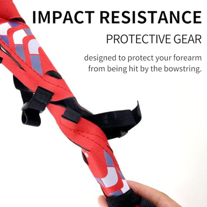 11.2in Long/6.7in Short Armguard Professional Competition Archery Bow Range with 4-Strap/2-Strap Buckles Shooting Practice Guard Nylon Carbon Forearm Protector Arm Guard - size: Red Long