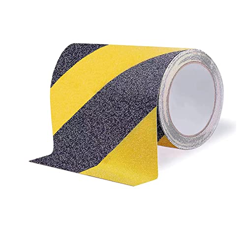 Anti Slip Tape, Waterproof Self Adhesive Yellow/Black 6"x33Ft Grip Tape - size: 6 Inch x 33 Feet