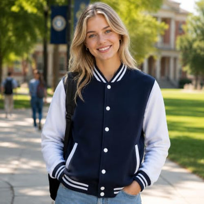 babyhealthy Men's Women's Varsity Baseball Jacket Casual Letterman Bomber Jacket Windbreaker Lightweight Jacket Coat - color: 003 Blue, size: 4X-Large