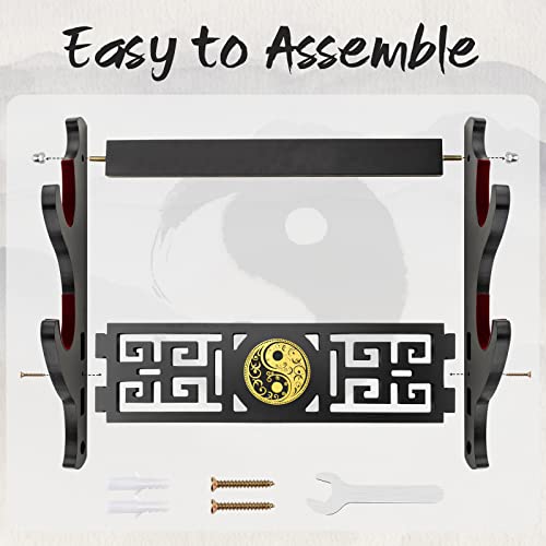 Taichi Sword Wall Mount Velvet Padded Hook Katana Holder Display Hanger for Lightsaber,Cosplay Blade Tanjirou Demon Slayer Weapon Stand (2-Tier)