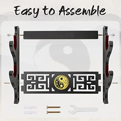 Taichi Sword Wall Mount Velvet Padded Hook Katana Holder Display Hanger for Lightsaber,Cosplay Blade Tanjirou Demon Slayer Weapon Stand (2-Tier)