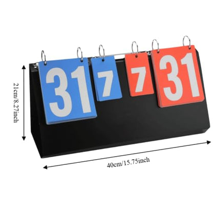 Flip Scoreboard, Portable Tabletop Score Keeper with Ring-Bound Number Cards for Table Tennis, Basketball, 15.75 x 8.27 in