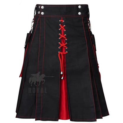 Men's Scottish Utility Kilt Modern Two Tone Cotton Sports Kilts - size: 54