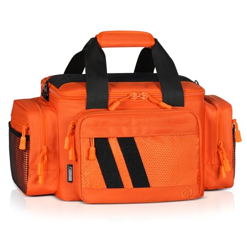 Savior Equipment Specialist Series Tactical Triple Pistol Shooting Range Hunting Duffle Bag Gun Carrying Case, Rigid Compartment Frame, Lockable Zippers - color: Hunter Orange