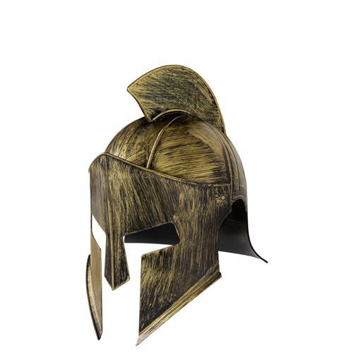 Servllcell Medieval Roman Knight Helmet,Plastic Greek Spartan Gladiator Helmet Medieval Costume Accessories,Halloween Hat - color: Gold Red-e