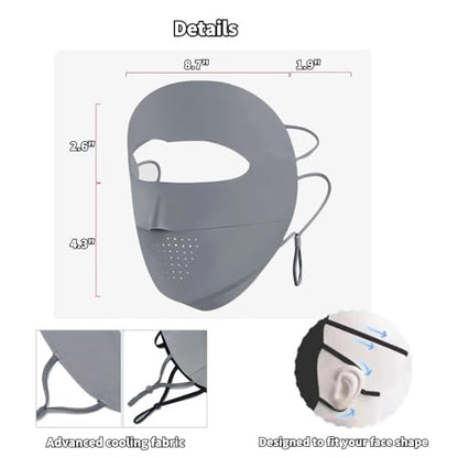 UPF 50+ Reusable Cloth Mask, UV Guard Face Cover, Korean Slim Fit - color: Dark Grey