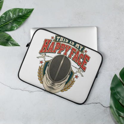 This is My Happy Face Fencing Mask Sword Fighting Sport Graphic Laptop Sleeve - size: 13 Inches