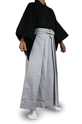 Edoten Japanese Samurai Hakama Uniform - color: Bk-grey, size: Large
