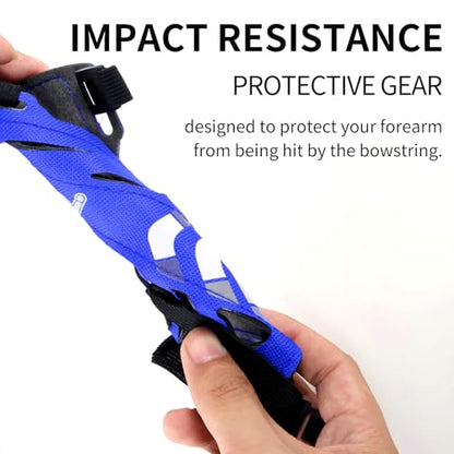 11.2in Long/6.7in Short Armguard Professional Competition Archery Bow Range with 4-Strap/2-Strap Buckles Shooting Practice Guard Nylon Carbon Forearm Protector Arm Guard - size: Blue Shorts