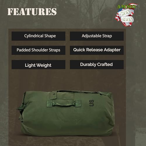 Ammo Can Man Style Nylon Tactical with Padded Duffle Bag Olive Drab Large