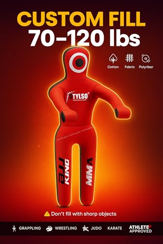 Unfilled Grappling Dummy – Adult Life Size Wrestling & BJJ Training Dummy, MMA Jiu Jitsu Judo Takedown & Throwing Practice, Heavy-Duty Triple-Stitched Canvas Submission Dummy - color: Red, size: 6ft / 72"