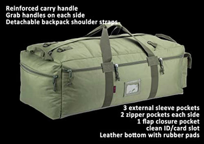 Large Military Duffle Bag Tactical Gear Load Out Bag Deployment Cargo Bag Travel Sports Equipment Duffel Luggage Bag with Backpack Straps 90L - color: COYOTE TAN