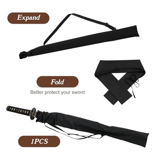 CIATBYYJ Sword Bag Black Samurai Swords Carrying Case Sword Sheath Cover Carry Bag Carrying Case Holder Katana Cases with Strap Bokken Bags for Samurai Cosplay Costume Halloween Party