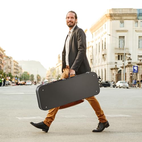 VEVOR Electric Guitar Hard Case, 43.11 in Rectangular Guitar Hard Case, With Lock Latch Keys Handle, PVC Padding Soft Lining Water-Resistant Hard Shell Guitar Cases, for 39 in Electric Guitars, Black - size: 43.11 inches Rectangular
