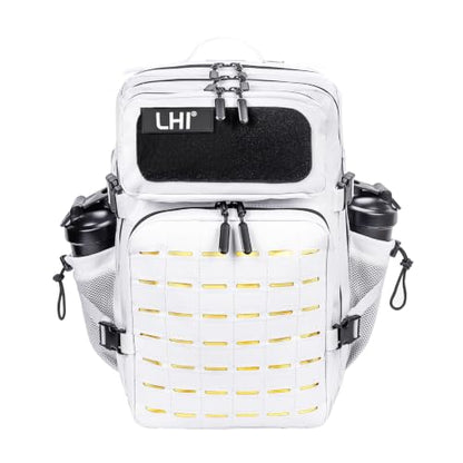 LHI Tactical Military Backpack for Men 25L/45L Large Molle Army Assault Pack 3 Day Hiking Rucksack With Bottle Holder - color: Silver White, size: 45L